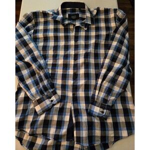 FRANCO VANUCCI Mens XL Classic Fit Plaid‎ Long Sleeve Double Buttons
